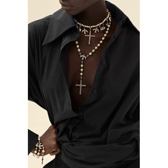 Colar Terco Espirito Santo Perolas Fe III Ouro Vintage